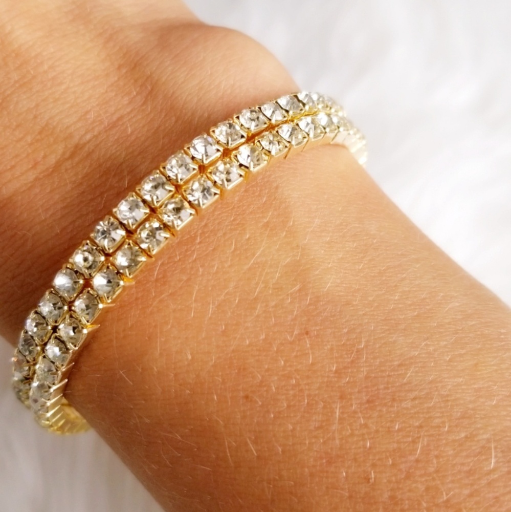 Silver Or Gold Rhinestone Wrap Bracelets - Picture 3 of 3